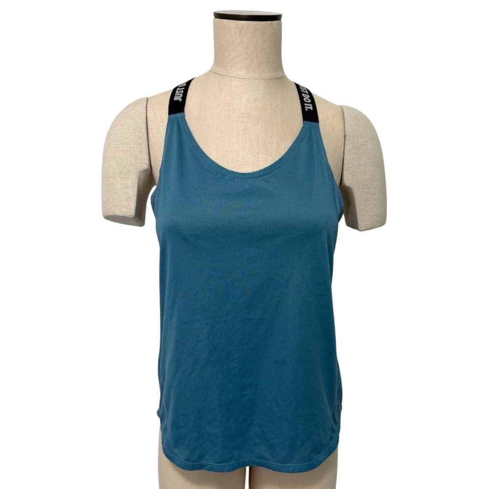 Nike Women's M Dri-FIT Tank Top Turquoise Black Strappy Open Back Athletic
